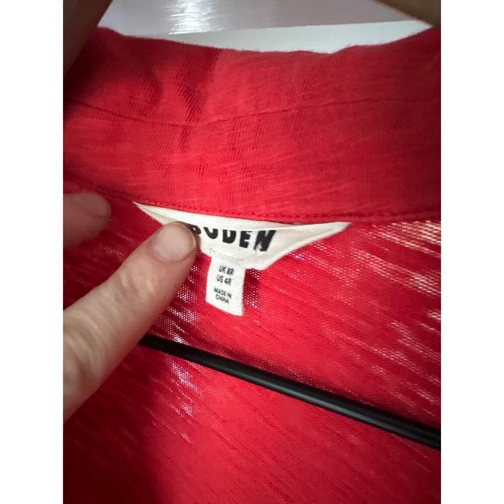 Boden Red Cotton Polo Shirt Dress Size 4 Preppy Short Sleeve Mini - Picture 6 of 8